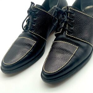 Walter Steiger Dark Brown with cream stitching Vintage Lace Up Loafers size 8